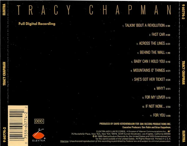 TRACY CHAPMAN, Tracy Chapman (Elektra; 7559-60774-2, Europe 1988, Jewel Case) CD NEW/NEW - Image 2