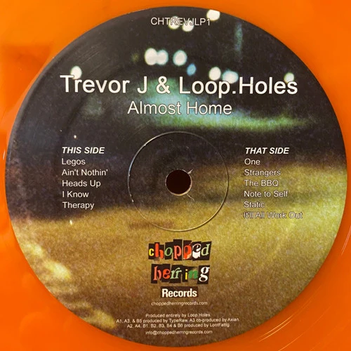 TREVOR J & LOOP.HOLES, Almost Home (Chopped Herring Records; CHTREVJLP1, UK 2021, Stickered Plain Sleeve, Clear Orange Vinyl) LP VG+/VG+ - Image 2