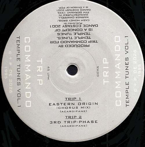TRIP COMMANDO, Temple Tunes Volume 1 (Dance Ecstasy 2001; DE 2026, Germany 1995) 12" VG/VG - Image 3