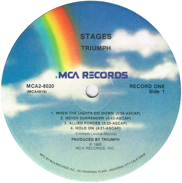 TRIUMPH, Stages (MCA Records; MCA2-8020, US 1985, Gatefold) 2xLP VG/VG - Image 3