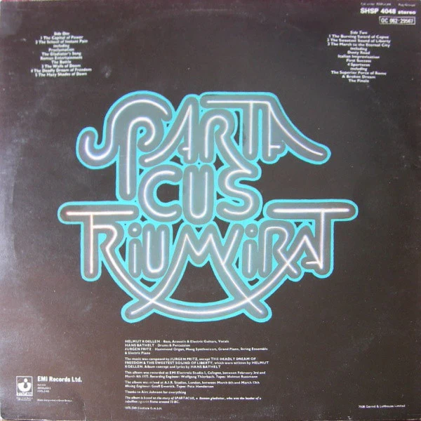 TRIUMVIRAT, Spartacus (Harvest; SHSP 4048, UK 1975), SALE - Up to 50% Off the Original Price LP VG/VG+ - Image 2