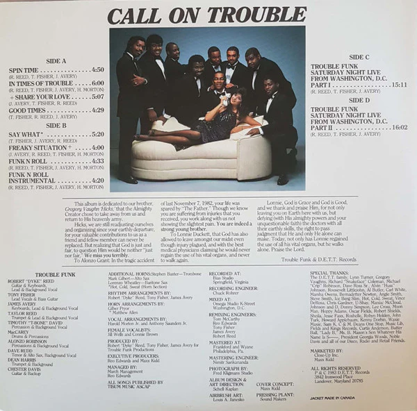 TROUBLE FUNK, In Times Of Trouble (D.E.T.T. Records; DT LP 1002, US 1983, Gatefold) 2xLP VG/VG+ - Image 2