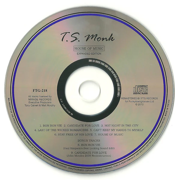 T.S. MONK, House Of Music (Funkytowngrooves; FTG-218, UK 2010 Reissue) CD EX/EX - Image 3