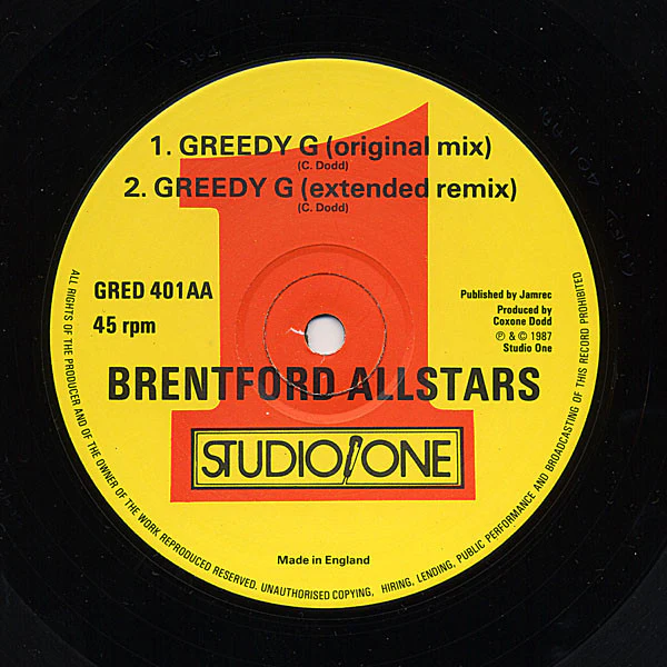 TSKI VALLEY / BRENTFORD ALL STARS, The Jam Is On / Greedy G (Greensleeves Records; GRED 401, UK 1987, Plain Sleeve), SALE - Up to 50% Off the Original Price  LP /VG+