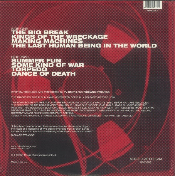 TV SMITH & RICHARD STRANGE, 1978 (Molecular Scream Records; MS0002LP, UK 2021, Inner, Record Store Day 2021,  Transparent Red, Download ) LP NEW/NEW - Image 2