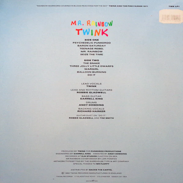 TWINK, Mr. Rainbow (Twink Records; TWK LP1, UK 1990), SALE - Up to 50% Off the Original Price LP VG+/VG - Image 2