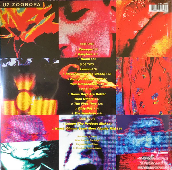 U2, Zooropa (Island Records; U292018, Europe 2018 Reissue, 2 Inners, 180 Gram Black Vinyl) 2xLP EX/EX - Image 2
