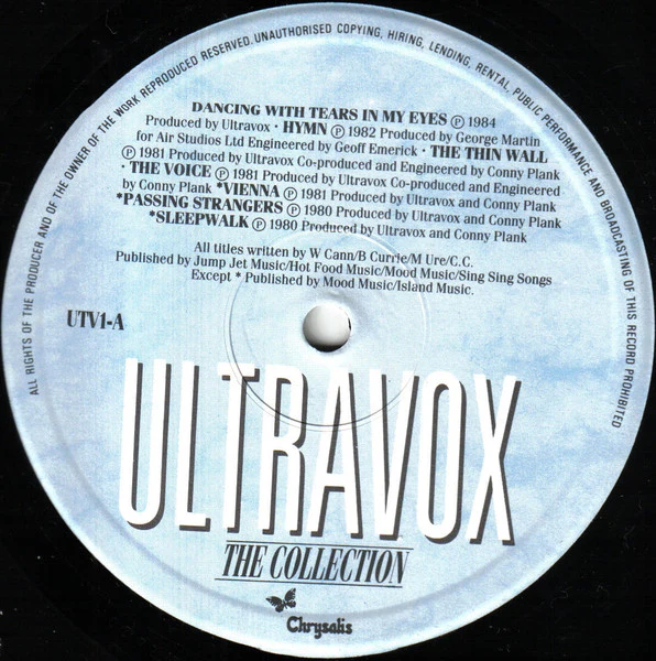 ULTRAVOX, The Collection (Chrysalis; UTV1, UK 1984, No Inner) LP VG/VG - Image 3