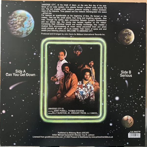 UNIVERSE CITY, Can You Get Down / Serious (Midland International; DJL101677P, UK 2024 Reissue, Picture Sleeve, Record Store Day, Reissue) 12" VG+/EX - Image 2