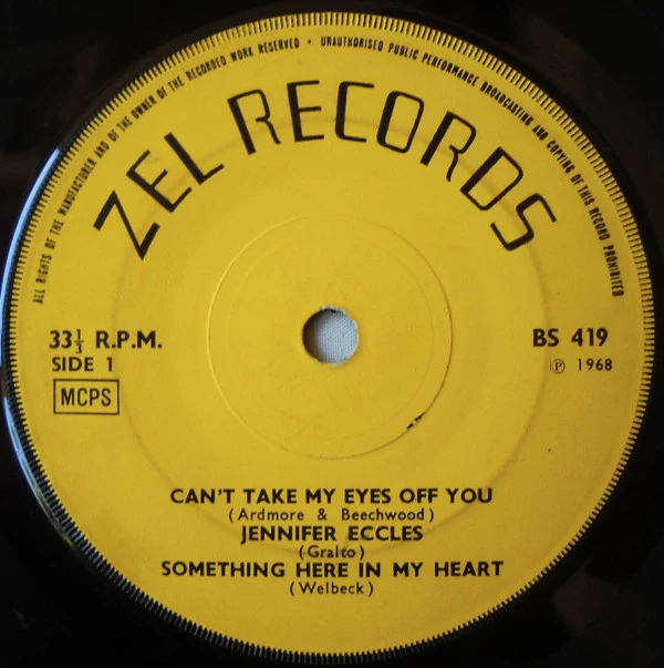 UNKNOWN ARTIST, Can't Take My Eyes Off You (Zel Records; BS 419, UK 1968, Laminated Flipback Sleeve), SALE - Up to 50% Off the Original Price  7" EP VG/VG - Image 2