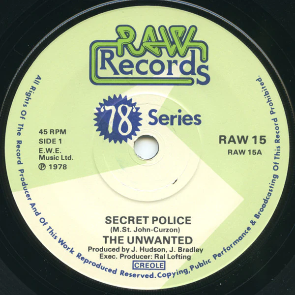 UNWANTED, Secret Police/ These Boots were Made for Walking (Raw; RAW15, UK 1980, Picture Sleeve) 7" VG+/VG+ - Image 3