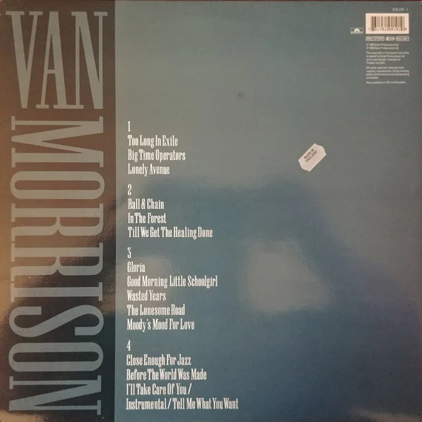 VAN MORRISON, Too Long In Exile (Polydor; 519219, UK 1993, Gatefold) 2xLP VG+/VG+ - Image 2