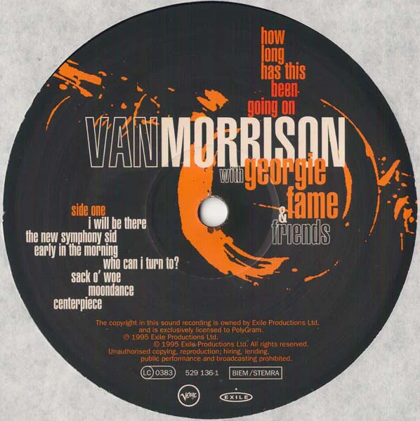 VAN MORRISON WITH GEORGIE FAME & FRIENDS, How Long Has This Been Going On (Verve Records; 529 136-1, Europe 1995, Textured Sleeve) LP VG/VG - Image 3