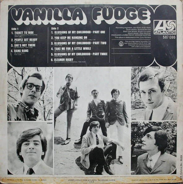 VANILLA FUDGE, Vanilla Fudge (Atlantic Plum & Orange; 587086, UK 1967, Laminated Front Sleeve, Mono) LP VG/VG - Image 2