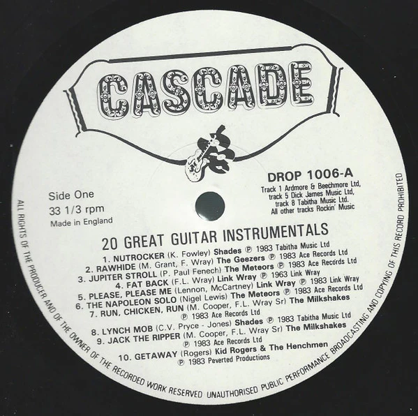 VARIOUS, 20 Great Guitar Instrumentals (Cascade; DROP1006, UK 1985, MPO Pressing) LP VG/VG - Image 3