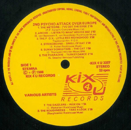 VARIOUS, 2nd Psycho Attack Over Europe ! (KIX 4 U ; KIX 4 U 3337, Netherlands 1986, Insert) LP VG+/VG+ - Image 3