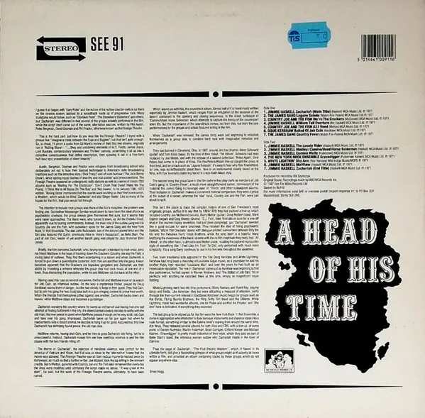 VARIOUS, A Head Of His Time (Music From The First Electric Western "Zachariah") (See For Miles Records Ltd.; SEE 91, UK 1987) LP VG/VG - Image 2