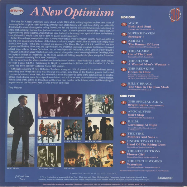 VARIOUS, A New Optimism (Situation Two; SITU 11, UK 1984, White Label Test Pressing, Billy Bragg, R.E.M., Redskins, Wah! Etc.) LP VG/VG+ - Image 2