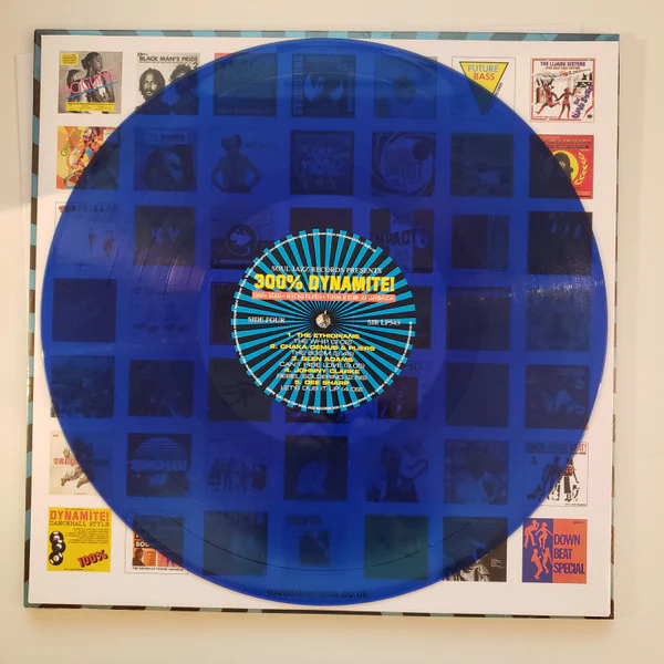 VARIOUS ARTISTS, 300% Dynamite (Soul Jazz; SJRLP543C, Worldwide 2024 Reissue, 2 Inners, Blue Vinyl) 2xLP VG+/G+ - Image 3