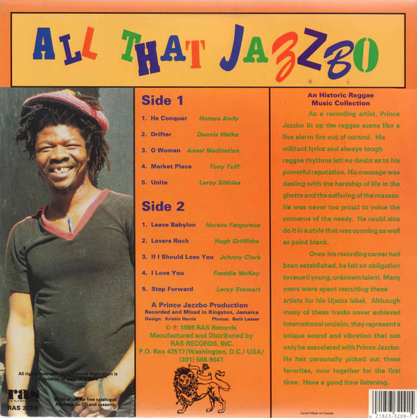 VARIOUS ARTISTS, All That Jazzbo: An Historic Reggae Music Collection (Real Authentic Sound; RAS 3209, US 1989) LP EX/EX - Image 2