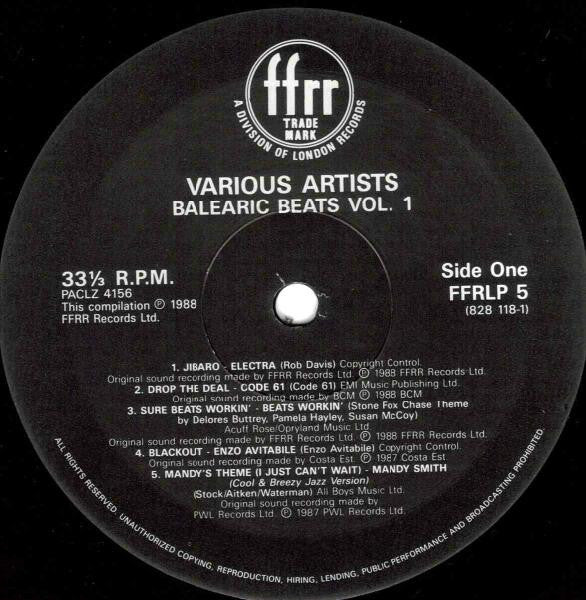 VARIOUS ARTISTS, Balearic Beats the Album Vol 1 (ffrr; 828 118-1 / FFRLP 5, UK 1988, Picture Sleeve) LP VG/G+ - Image 3