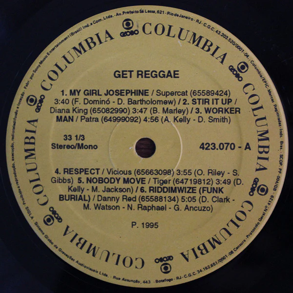 VARIOUS ARTISTS, Get Reggae (Columbia; 423.070, Brazil 1995), SALE - Up to 50% Off the Original Price LP F/G+ - Image 3