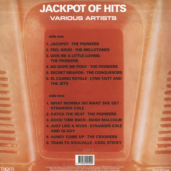 VARIOUS ARTISTS, Jackpot Of Hits (Music On Vinyl; MOVLP3171, Europe 2022 Reissue, 180 Gram / Limited Edition Orange Vinyl) LP VG+/EX - Image 2