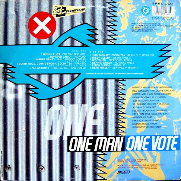 VARIOUS ARTISTS, One Man One Vote (Greensleeves Records; GREL 160, UK 1991) LP VG/VG+ - Image 2