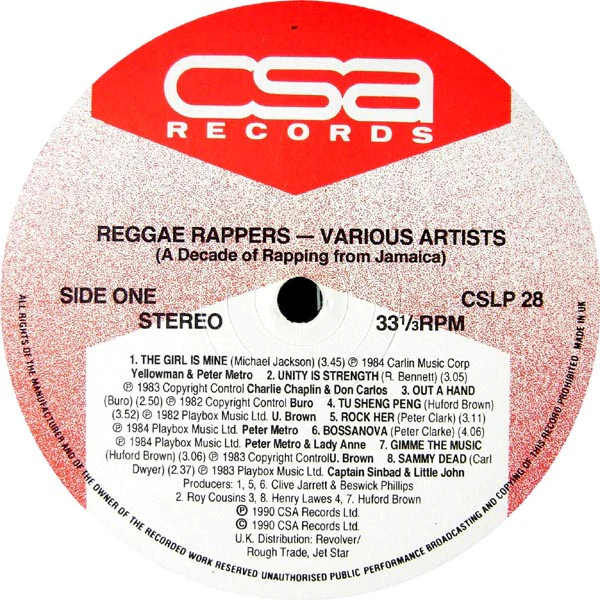 VARIOUS ARTISTS, Reggae Rappers (CSA Records; CSLP 28, UK 1990), SALE - Up to 50% Off the Original Price  LP EX/EX - Image 3