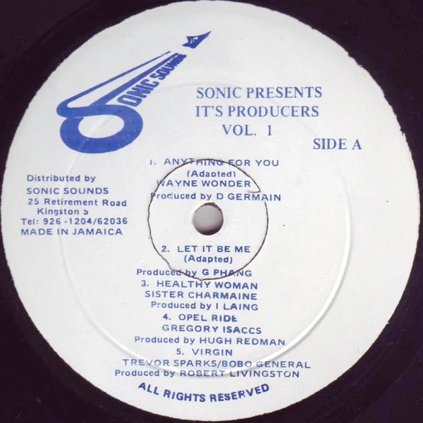 VARIOUS ARTISTS, Sonic Presents It's Producers Vol. 1 (Sonic Sounds; , Jamaica 1980s) LP VG/VG+ - Image 3