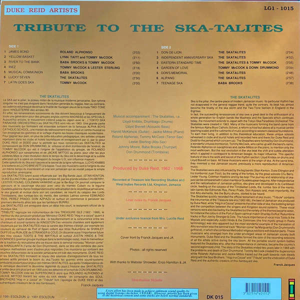 VARIOUS ARTISTS (THE SKATALITES), Tribute To The Ska-talites (Lagoon; LG1-1015, France 1991) LP VG+/VG+ - Image 2