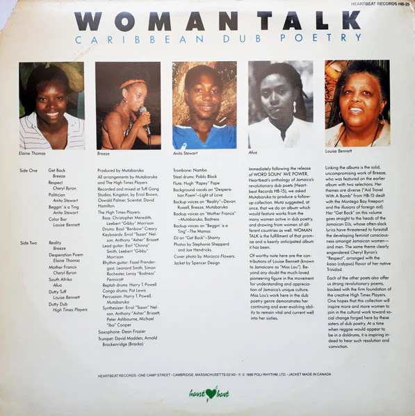VARIOUS ARTISTS, Woman Talk Caribbean Dub Poetry (Heartbeat; HB25, US 1986), SALE - Up to 50% Off the Original Price LP VG+/EX - Image 2