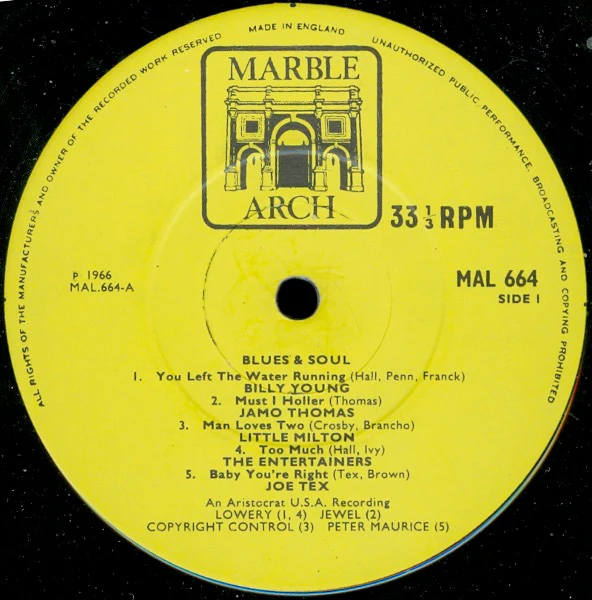VARIOUS, Blues & Soul (Marble Arch; MAL 664, UK 1966, Laminated Flipback Sleeve, Mono) LP VG+/VG - Image 3