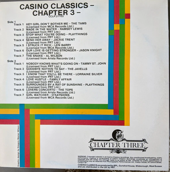VARIOUS, Casino Classics Chapter Three (Casino Classics; CCLP 21103, UK 1980s), SALE - Up to 50% Off the Original Price LP VG/VG+ - Image 2