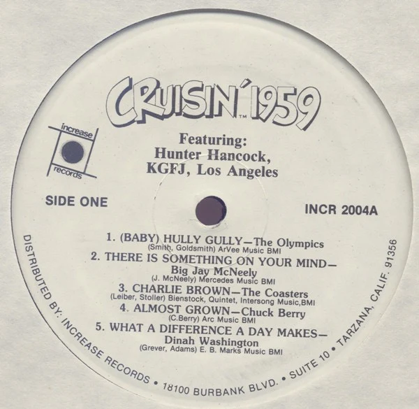 VARIOUS, Cruisin' 1959 (Increase Records; INCM 2004, US 1983 Reissue, No Barcode) LP VG/VG - Image 3