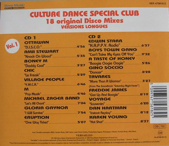 VARIOUS, Culture Dance Vol. 1 (Special Club) (Versailles; VER 475618 2, France 1994, Jewel Case, Booklet) 2xLP VG+/VG+ - Image 2