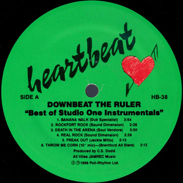 VARIOUS, Downbeat The Ruler - Best of Studio 1 Killer Instrumentals - Vol 3 (Heartbeat; H8-38, US 1988, Picture Sleeve) LP VG+/VG - Image 3