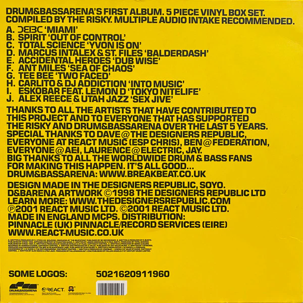 VARIOUS, Drum & Bass Arena LP (React; REACT LP 201, UK 2001, Box Set, Inners) 5xLP VG/VG+ - Image 2