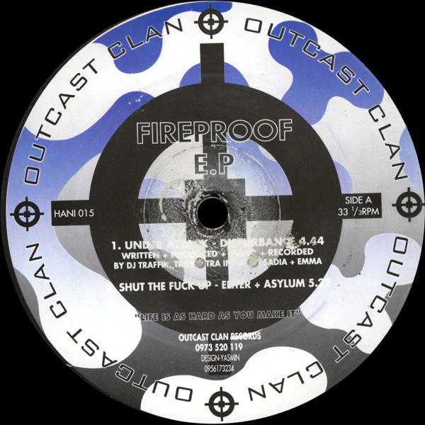 VARIOUS, Fireproof E.P (Outcast Clan ; HANI 015, UK 1996, Die Cut Company Sleeve) 12" VG/VG+