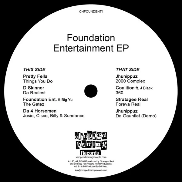 VARIOUS, Foundation Entertainment EP (Chopped Herring Records; CHFOUNDENT1, UK 2021, Stickered Plain Sleeve, Limited Edition, Clear-Gold Coloured) 12" EP VG+/EX - Image 2