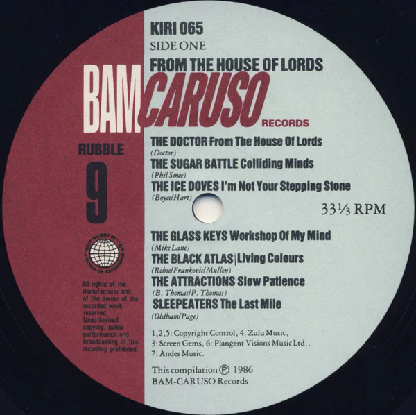 VARIOUS, From The House Of Lords (Bam-Caruso Records; KIRI 065, UK 1987, Inner), SALE - Up to 50% Off the Original Price  LP VG/VG+ - Image 3