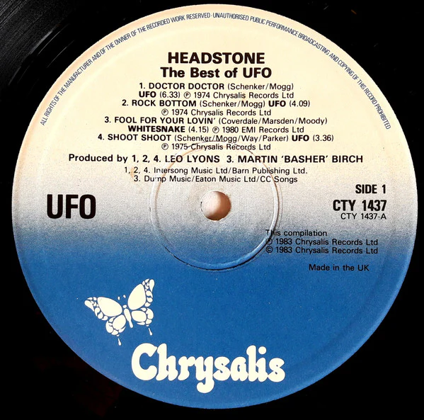 VARIOUS, Headstone: The Best Of UFO (Chrysalis; CTY 1437, UK 1983, Stickered Gatefold Sleeve) 2xLP VG/VG - Image 3