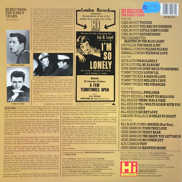 VARIOUS, Hi Records - The Early Years 1957 To 1964 (Hi Records; DHI UK LP 434, UK 1987, Gatefold), SALE - Up to 50% Off the Original Price 2xLP VG+/VG+ - Image 2
