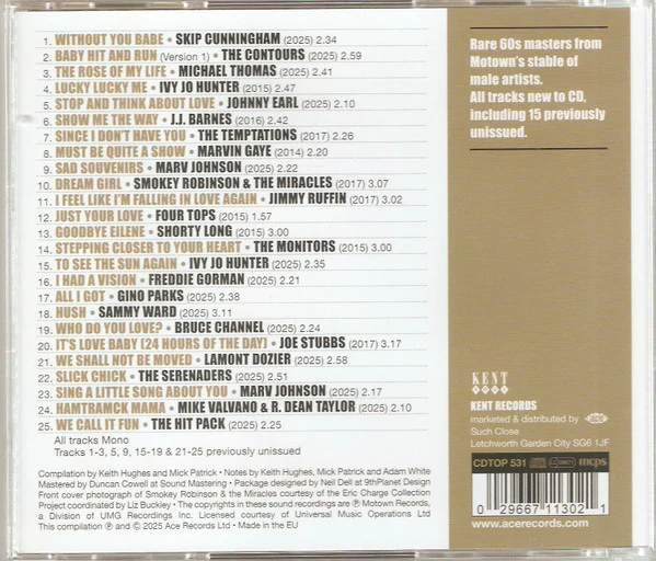VARIOUS, Hit & Run! More Motown Guys (Kent Soul; CDTOP 531, UK 2025, Jewel Case) CD VG+/VG+ - Image 2