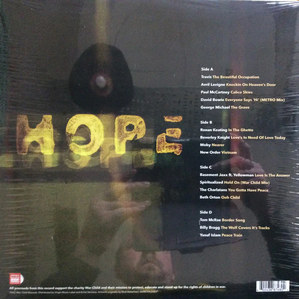 VARIOUS, Hope (War Child Records ; WARCHILD12LP, Europe 2022 Reissue, 2 Inners, Yellow Vinyl) LP EX/EX - Image 2