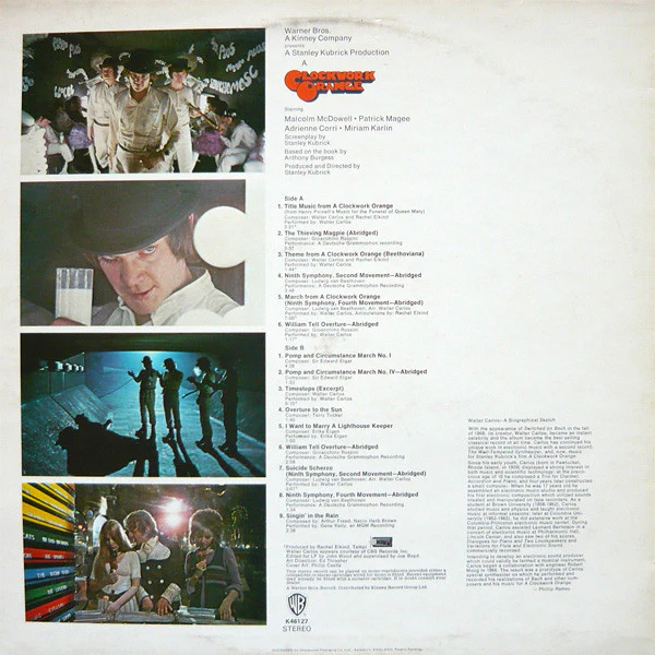 VARIOUS INC WALTER CARLOS, Stanley Kubrick's A Clockwork Orange (WB Green With Shield Logo v Under STEREO Made In UK Under SIDE Indicators; K46127, UK 1971 Reissue) LP VG/VG+ - Image 2
