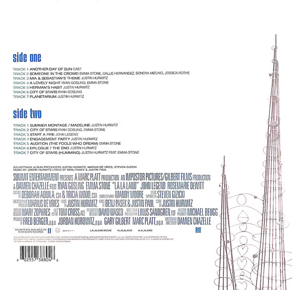 VARIOUS, La La Land (Original Motion Picture Soundtrack) (Interscope Records; 5738804, Europe 2016, Inner) LP NEW/NEW - Image 2