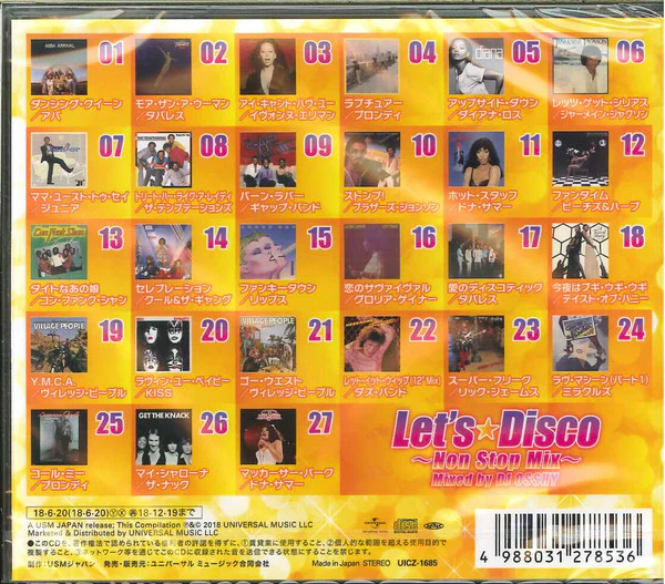 VARIOUS, Let's Disco ~Non-Stop Mix~ (Universal Music; UICZ-1685, Japan 2018, With Obi) CD VG+/VG+ - Image 2