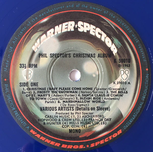 VARIOUS, Phil Spector's Christmas Album (WB; K59010, UK 1978 Reissue, Picture Sleeve, Poster, Blue Vinyl) LP G+/VG - Image 3