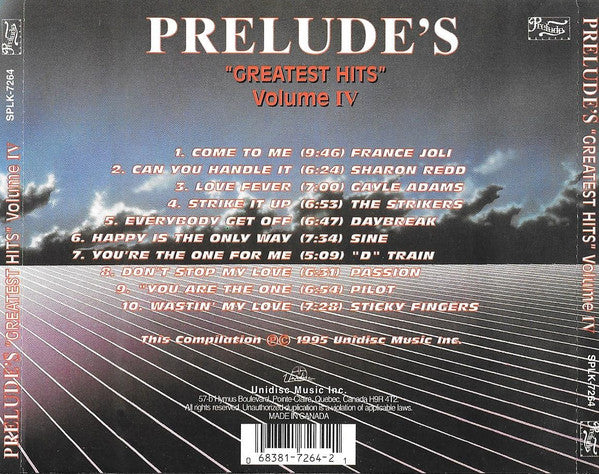 VARIOUS, Prelude's Greatest Hits - Volume IV (Unidisc; SPLK-7264, Canada 1995) CD VG+/VG+ - Image 2
